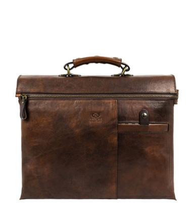Brown Leather Briefcase Laptop Bag for Women - From Here to Eternity -  Brown Matte color -  Time Resistance 5240101W
