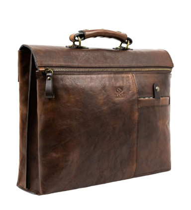 Brown Leather Briefcase Laptop Bag for Women - From Here to Eternity -  Brown Matte color -  Time Resistance 5240101W