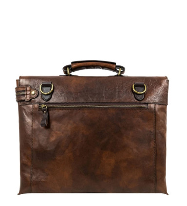 Brown Leather Briefcase Laptop Bag for Women - From Here to Eternity -  Brown Matte color -  Time Resistance 5240101W