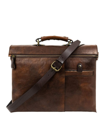 Brown Leather Briefcase Laptop Bag for Women - From Here to Eternity -  Brown Matte color -  Time Resistance 5240101W