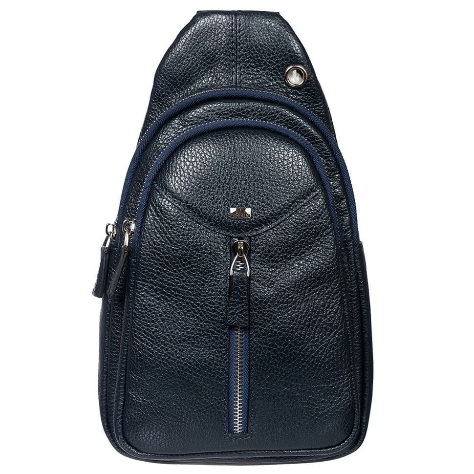 Барсетка м'яка шкіряна DESISAN 1464-315 синій флотар