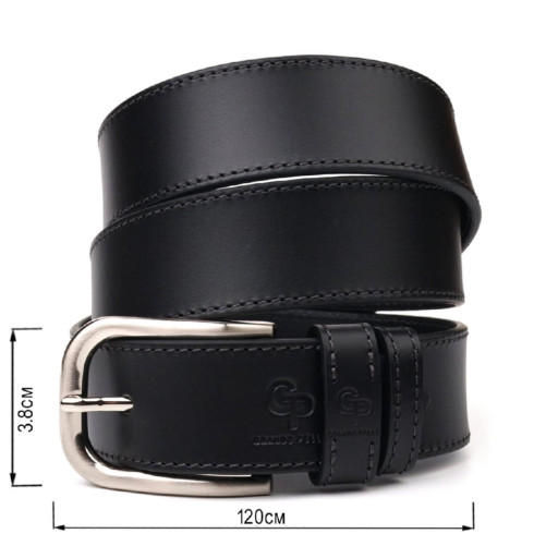 Якісний ремінь для чоловіків з натуральної шкіри Grande Pelle 21463 Чорний