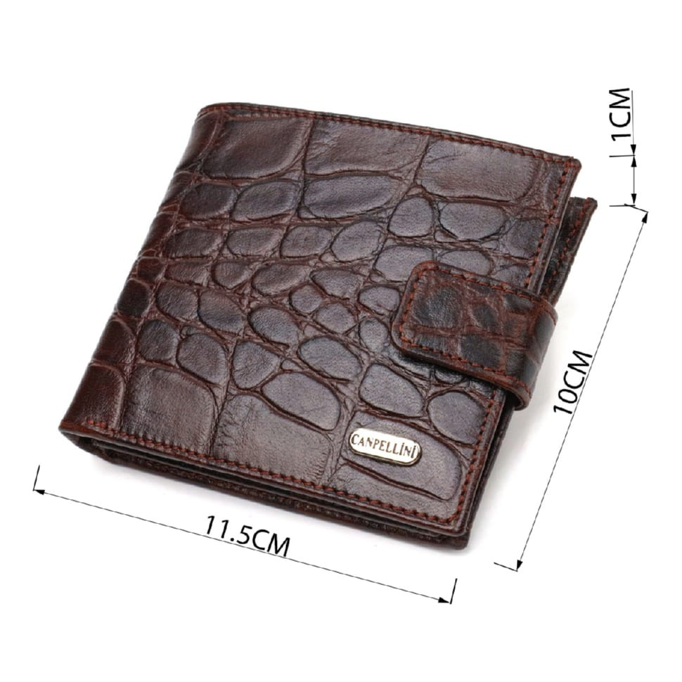 Купюрник для чоловіків горизонтального формату з натуральної шкіри з тисненням під крокодила CANPELLINI 21773 Коричневий