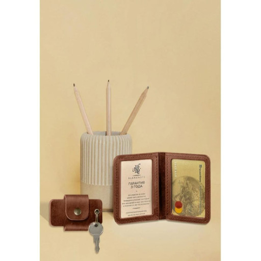 Набір шкіряних аксесуарів AUTO світло-коричневий