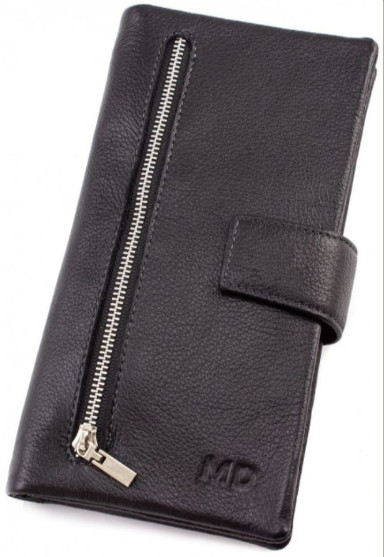 Чёрный кожаный клатч-купьюрник MD Leather Collection 0889A