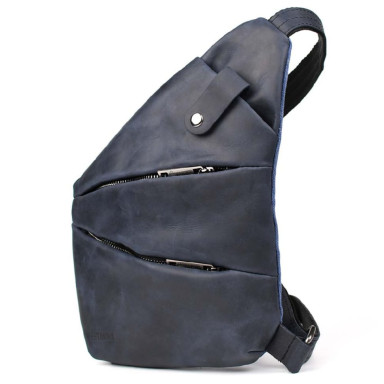 Mens sling bag over the shoulder mix of canvas and leather TARWA RKK-6402-3md