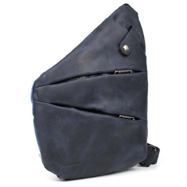 Mens sling bag over the shoulder mix of canvas and leather TARWA RKK-6402-3md