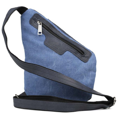 Mens sling bag over the shoulder mix of canvas and leather TARWA RKK-6402-3md