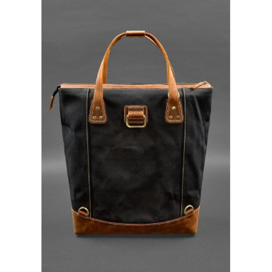 Сумка-рюкзак з канвасу та натуральної світло-коричневої шкіри Crazy Horse