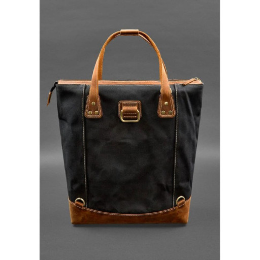 Сумка-рюкзак з канвасу та натуральної світло-коричневої шкіри Crazy Horse