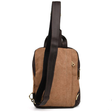 Shoulder sling, chest bag made of leather and canvas TARWA RCc-1905-3md