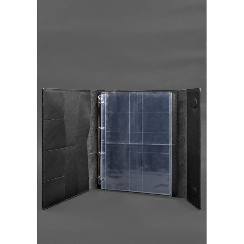 Leather document folder "Family" A4 on a segregator with files, black