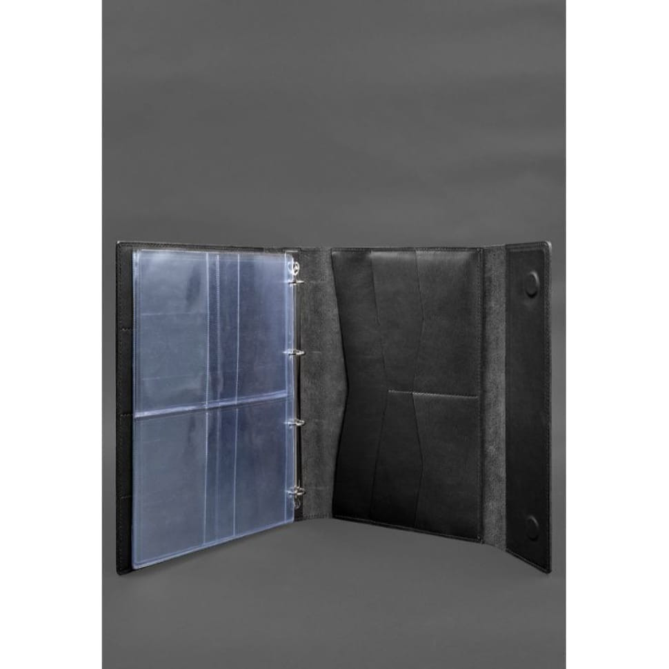 Leather document folder "Family" A4 on a segregator with files, black