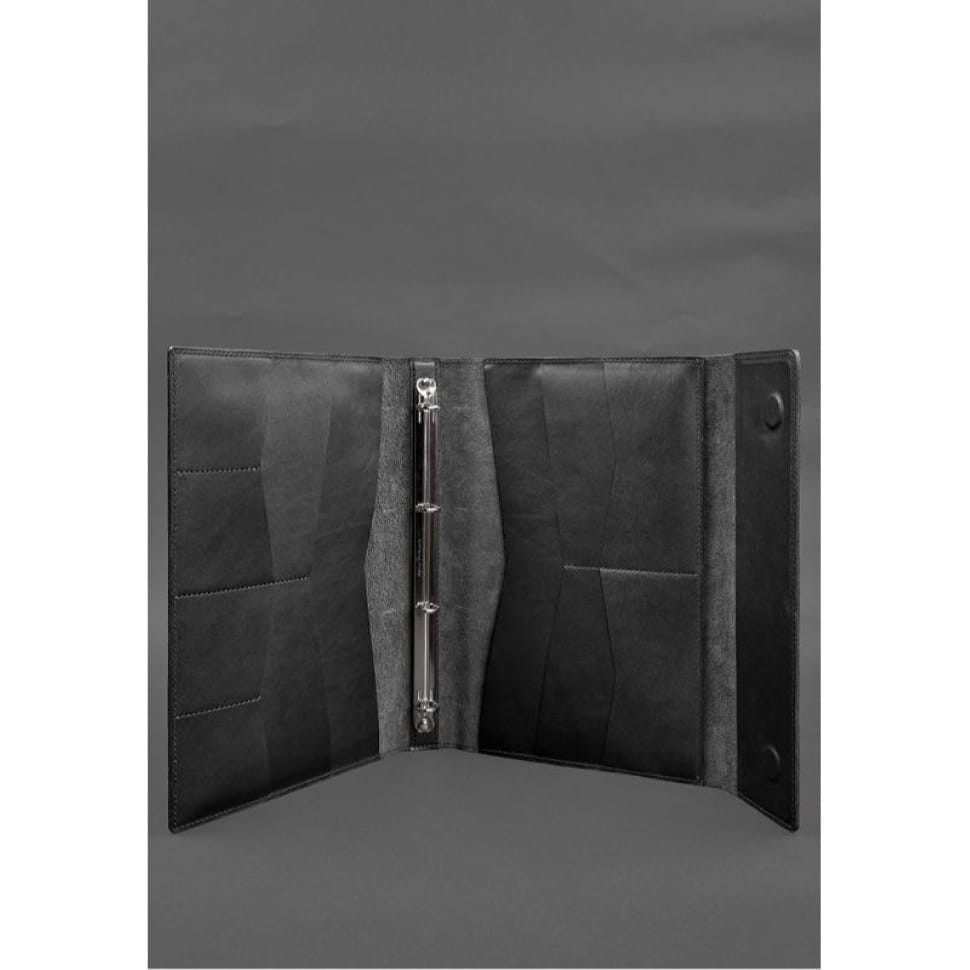 Leather document folder "Family" A4 on a segregator with files, black