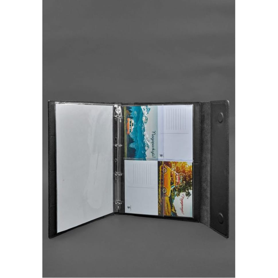 Leather document folder "Family" A4 on a segregator with files, black