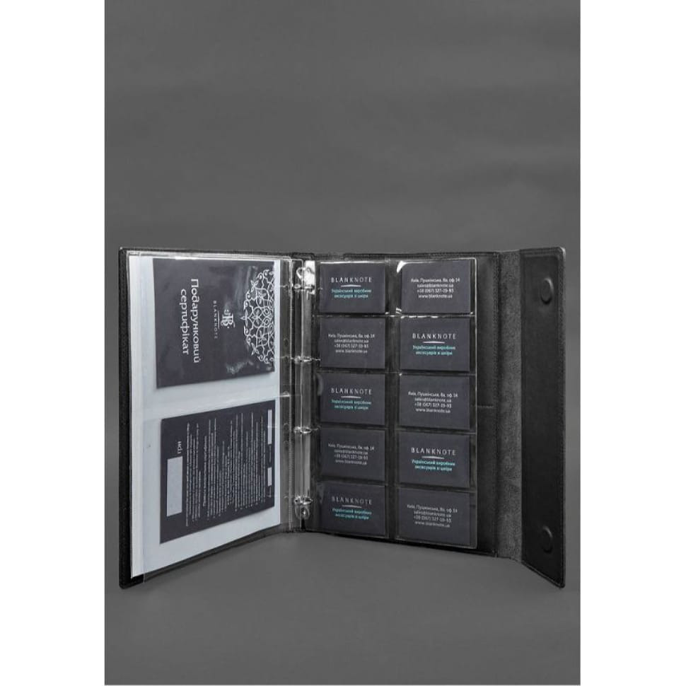 Leather document folder "Family" A4 on a segregator with files, black