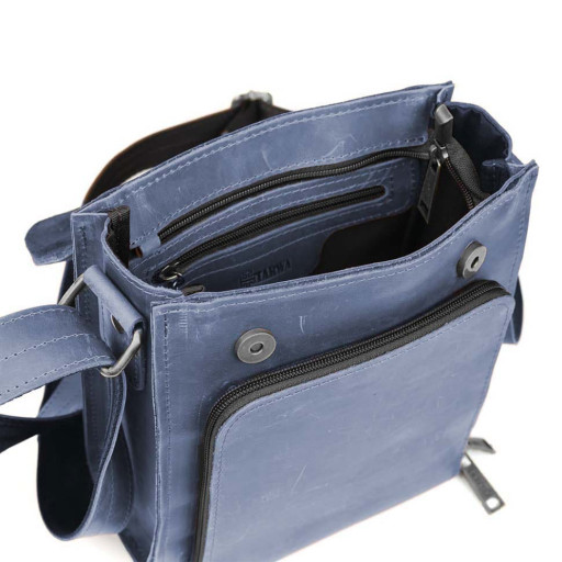 Чоловічі шкіряні сумки через плече RK-30272-3md TARWA крейзі хорс синій