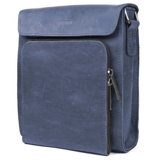 Чоловічі шкіряні сумки через плече RK-30272-3md TARWA крейзі хорс синій