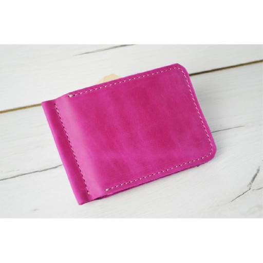 Шкіряний гаманець з притиском для грошей і монетницею BGS 12,5*8,5 см фуксія BGS3138