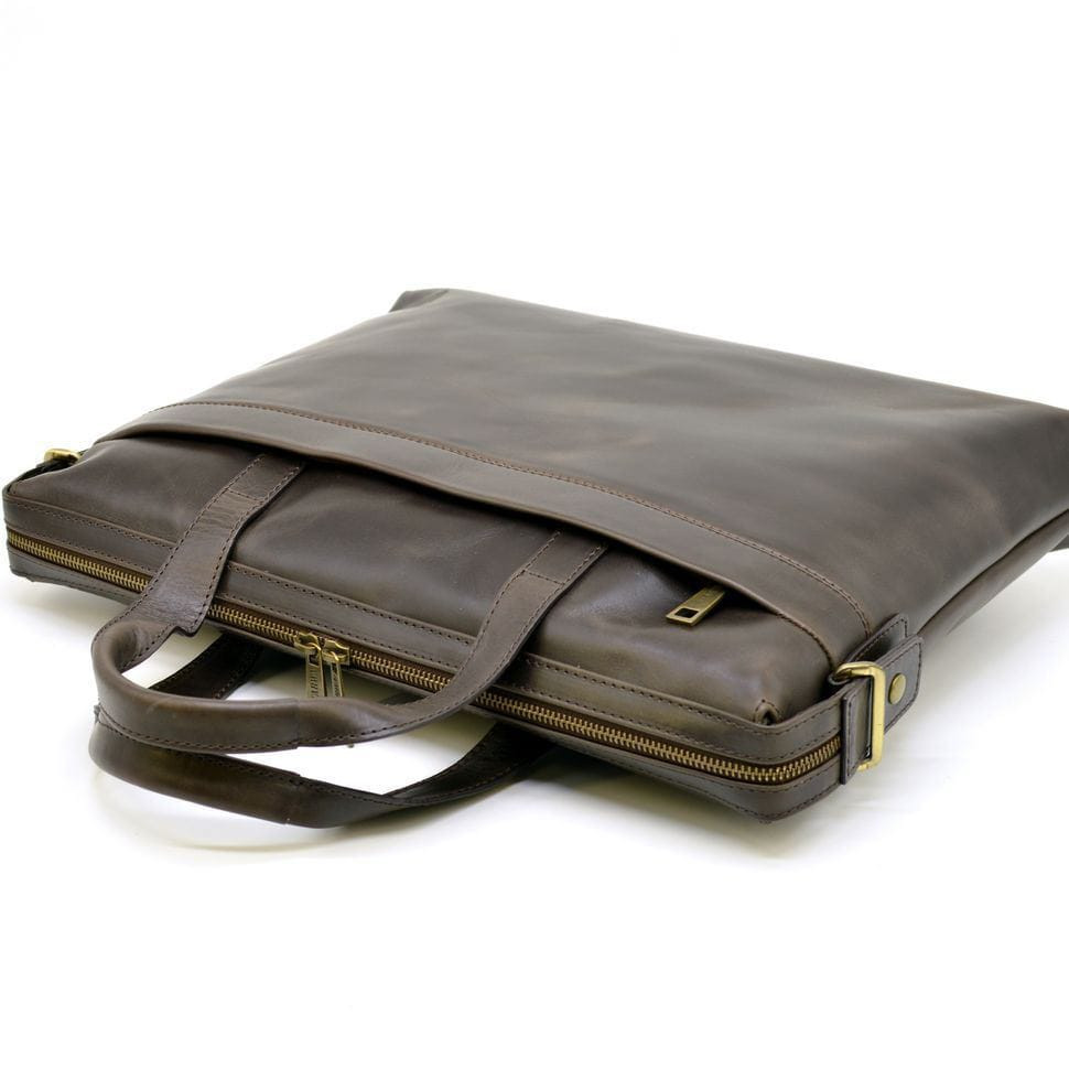 Thin leather laptop bag GC-0042-4lx brown from TARWA