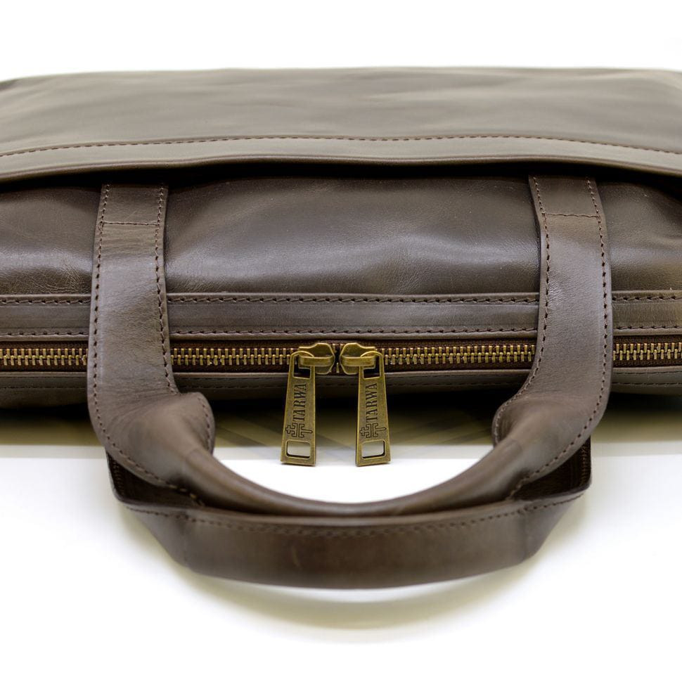 Thin leather laptop bag GC-0042-4lx brown from TARWA
