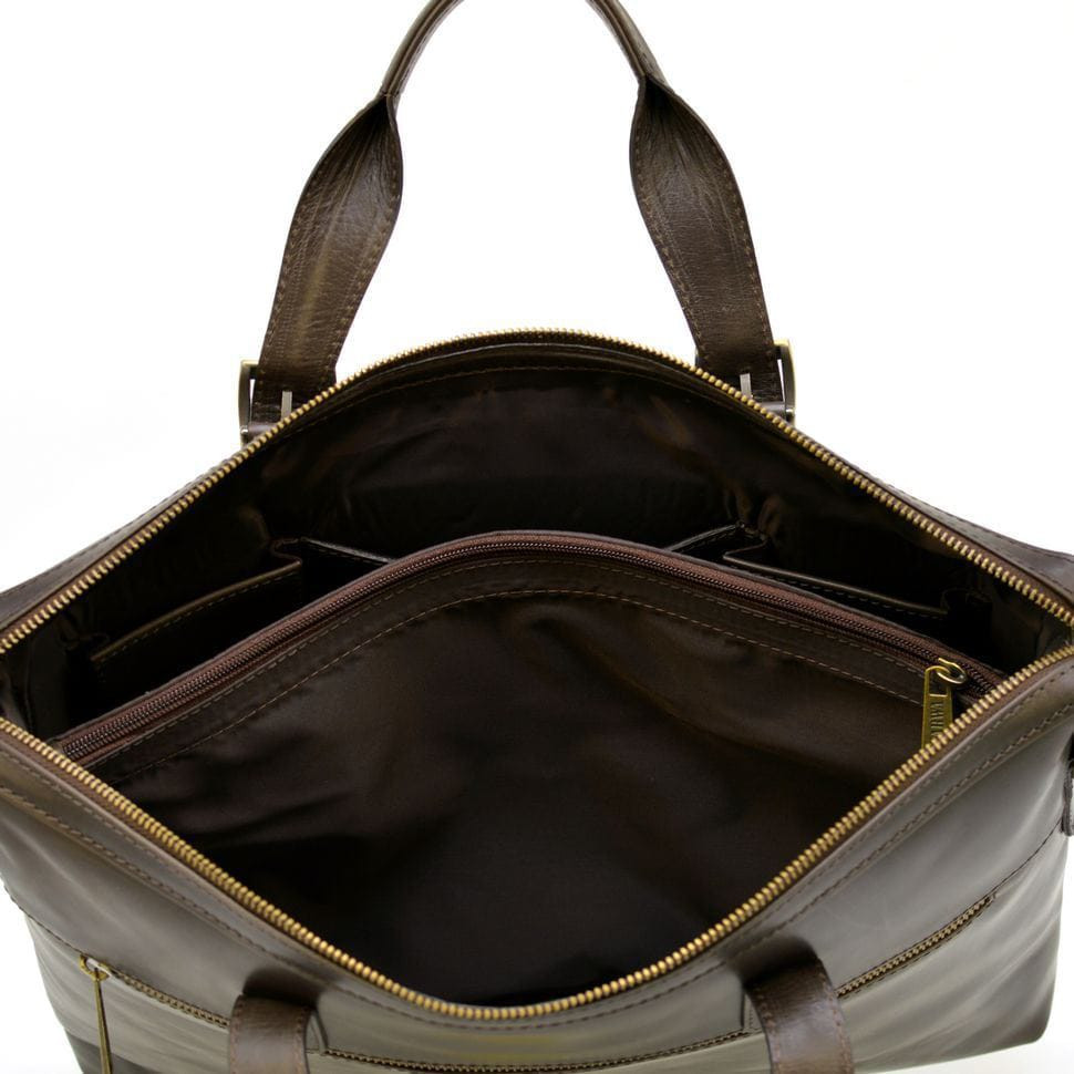 Thin leather laptop bag GC-0042-4lx brown from TARWA