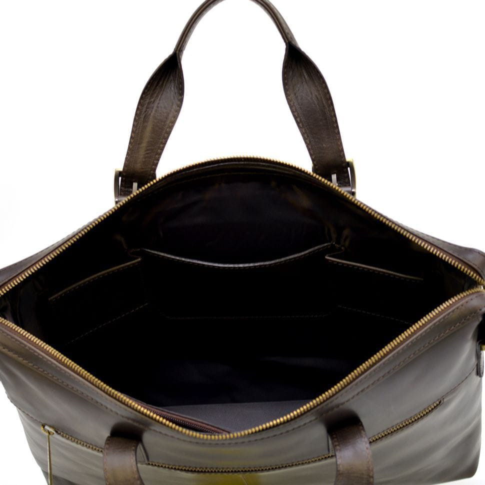 Thin leather laptop bag GC-0042-4lx brown from TARWA