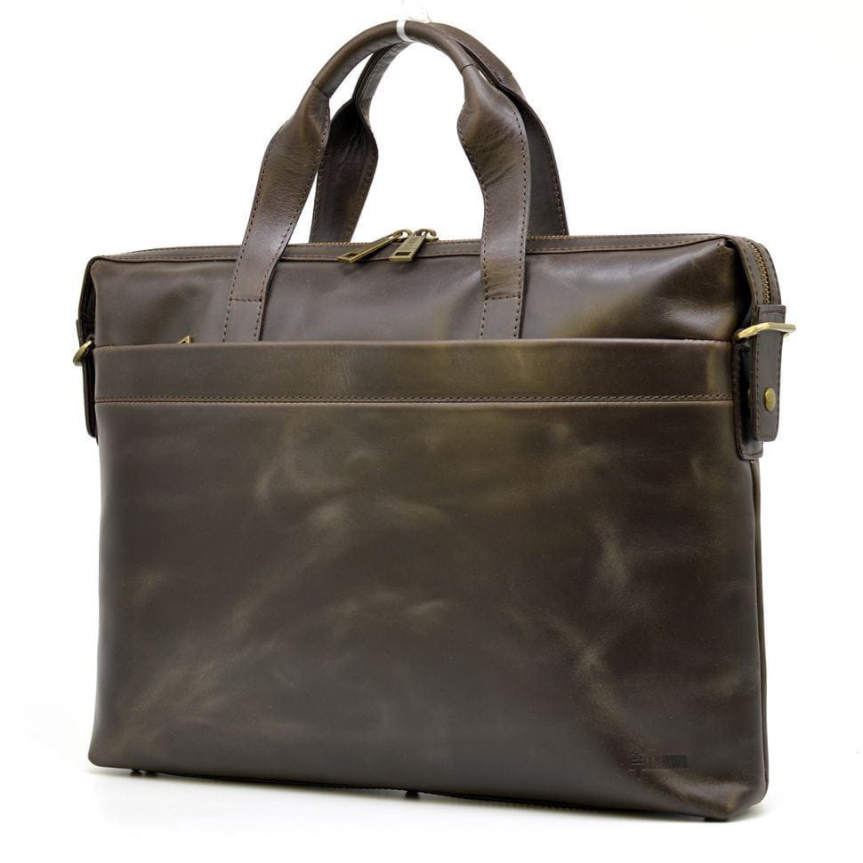 Thin leather laptop bag GC-0042-4lx brown from TARWA