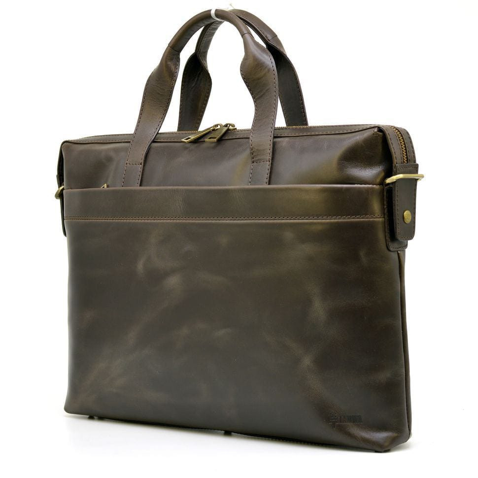 Thin leather laptop bag GC-0042-4lx brown from TARWA