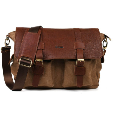 Mens Canvas and Leather Shoulder Bag GBc-6690-4lx TARWA