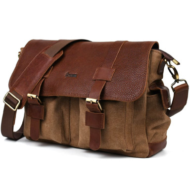 Mens Canvas and Leather Shoulder Bag GBc-6690-4lx TARWA