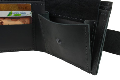 Mens small leather wallet SULLIVAN 962-3(9) black
