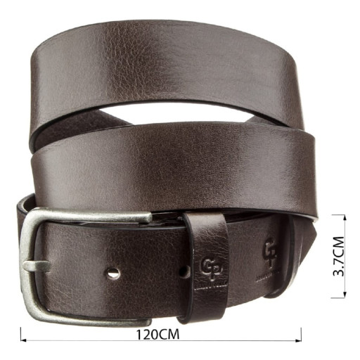 Чоловічий ремень з круглою пряжкою Grande Pelle 11271 Капучино