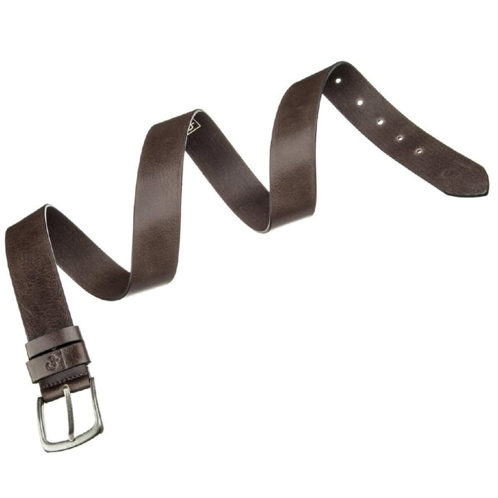 Чоловічий ремень з круглою пряжкою Grande Pelle 11271 Капучино