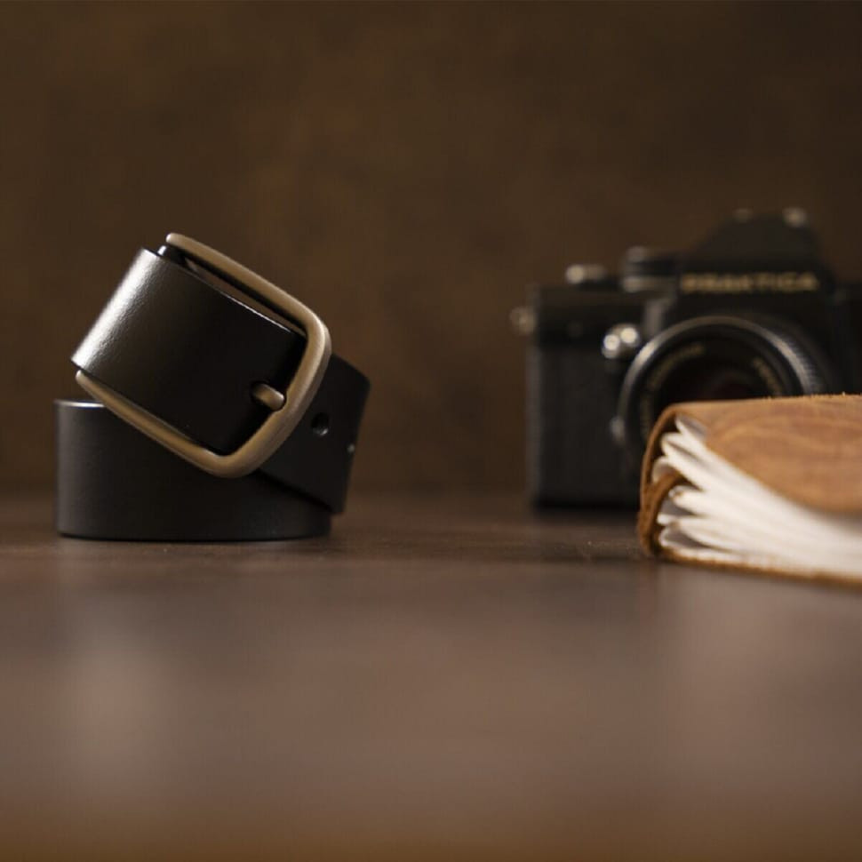 Чоловічий ремень з класичною пряжкою механіка Vintage 20316 Чорний