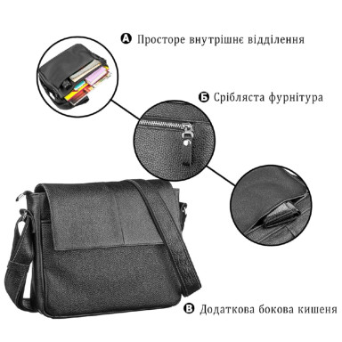 Сумка SHVIGEL 11131 кожаная Черная