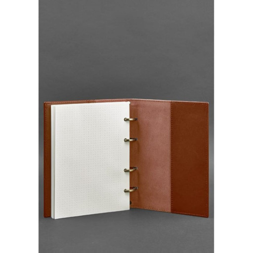 Шкіряний блокнот на кільцях 9.0 з твердої коричневої обкладинкою