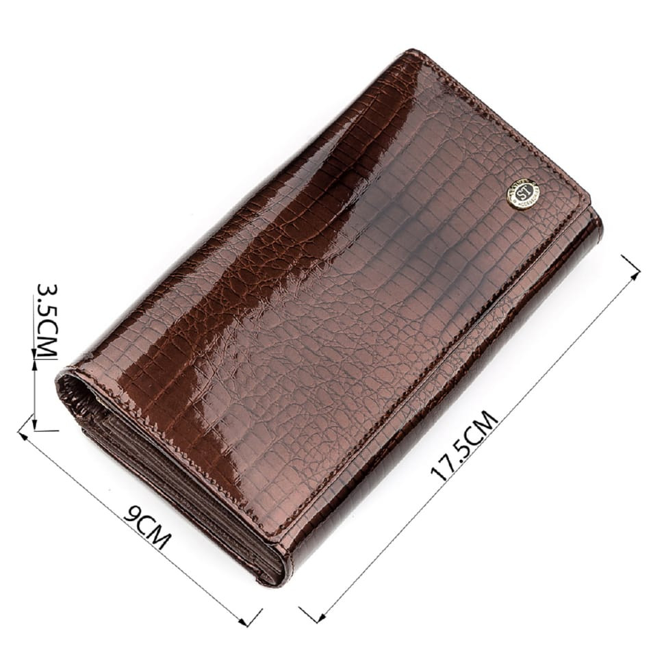 Кошелек женский ST Leather 18431 (S9001A) лакированная кожа Коричневый