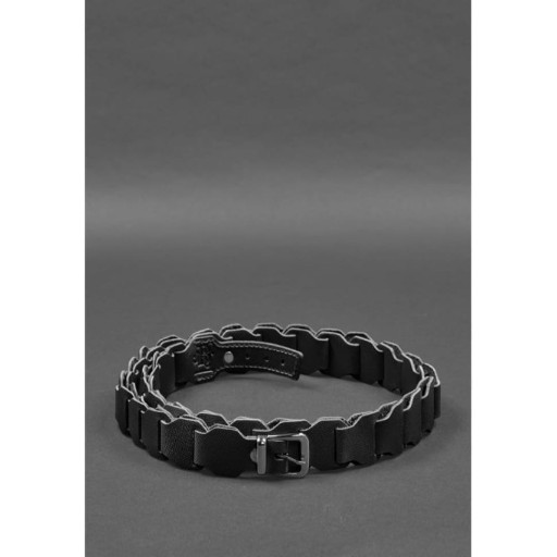 Жіночий шкіряний бохо-ремінь чорний Saffiano