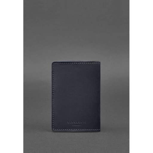 Шкіряна обкладинка для військового квитка офіцера запасу 8.0 темно-синя Crazy Horse