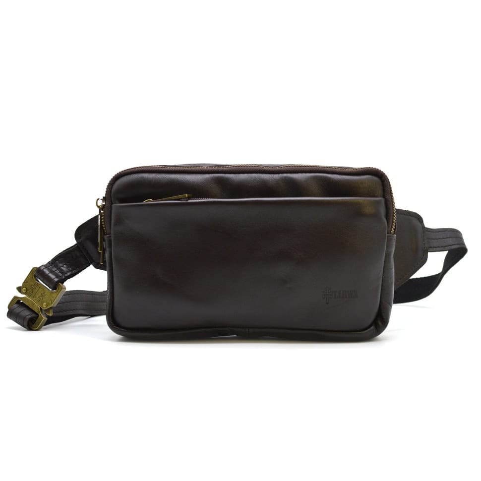 Belt bag with two compartments TARWA GC-0704-3md smooth leather
