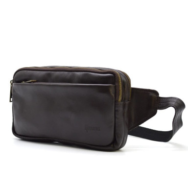 Belt bag with two compartments TARWA GC-0704-3md smooth leather