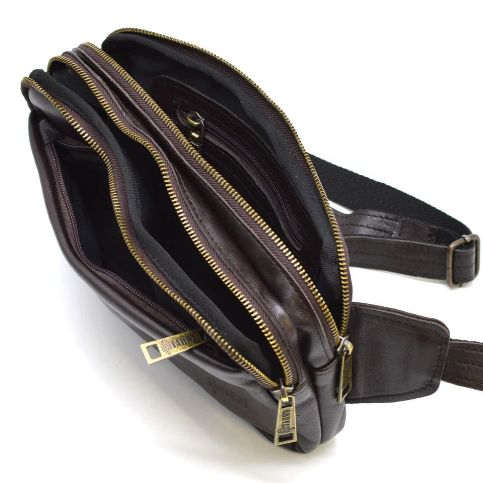 Belt bag with two compartments TARWA GC-0704-3md smooth leather