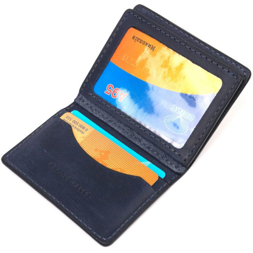 Практична обкладинка на автодокументи у вінтажній шкірі Серце GRANDE PELLE 16714 Синій