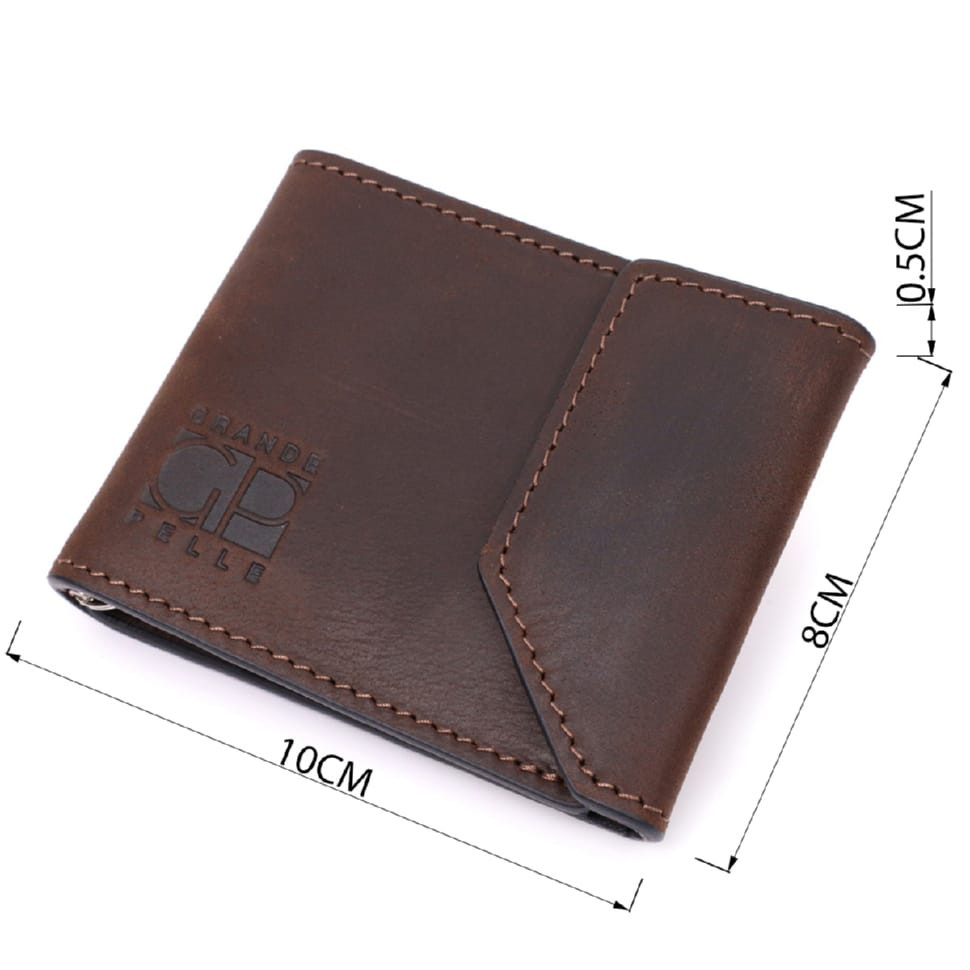 Надійний шкіряний затискач для грошей з тримачем Apple AirTag GRANDE PELLE 11618 Коричневий