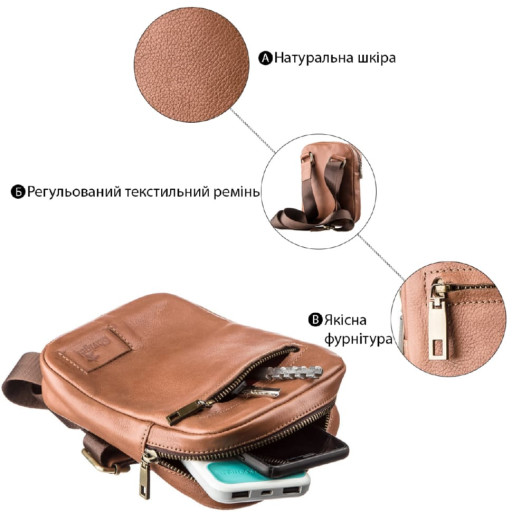 Чоловіча шкіряна сумка SHVIGEL 19104 Руда