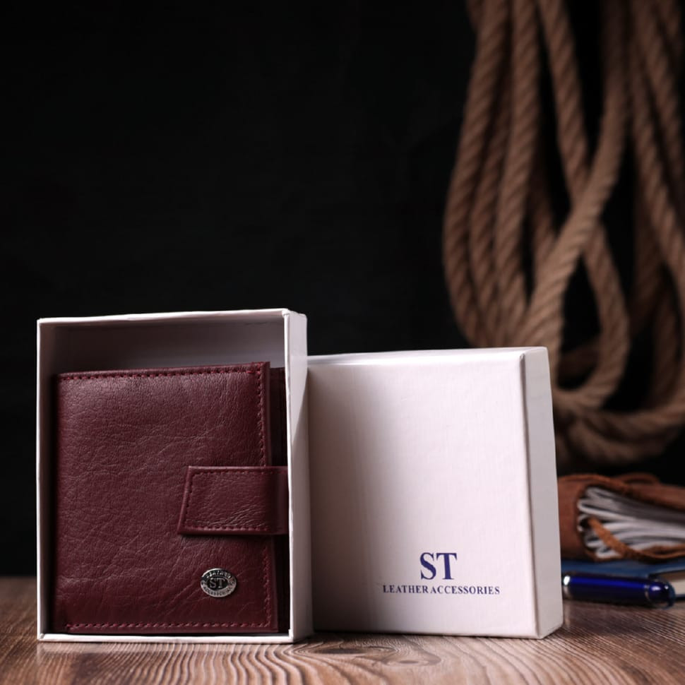 Компактный женский кошелек из натуральной кожи ST Leather 22674 Бордовый
