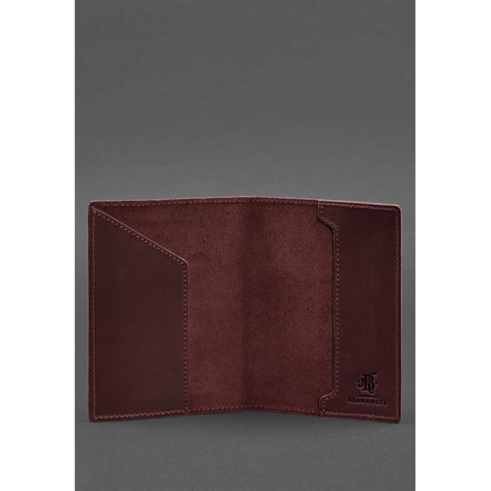 Кожаная обложка для паспорта с гербом Германии бордовая Crazy Horse