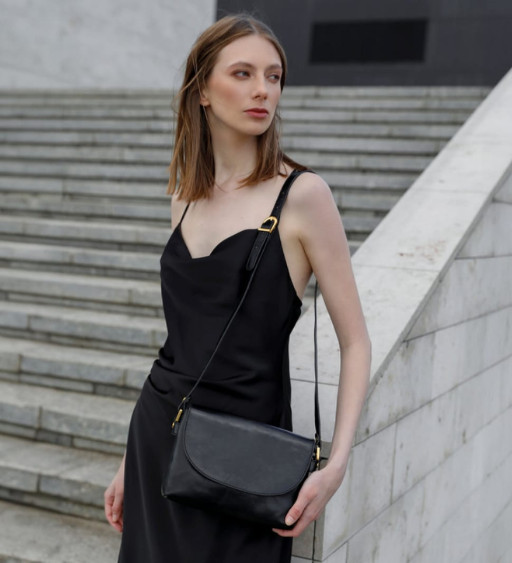 Шкіряна сумка через плече для жінок - Sophie's Choice - Чорний колір - Time Resistance 5244401