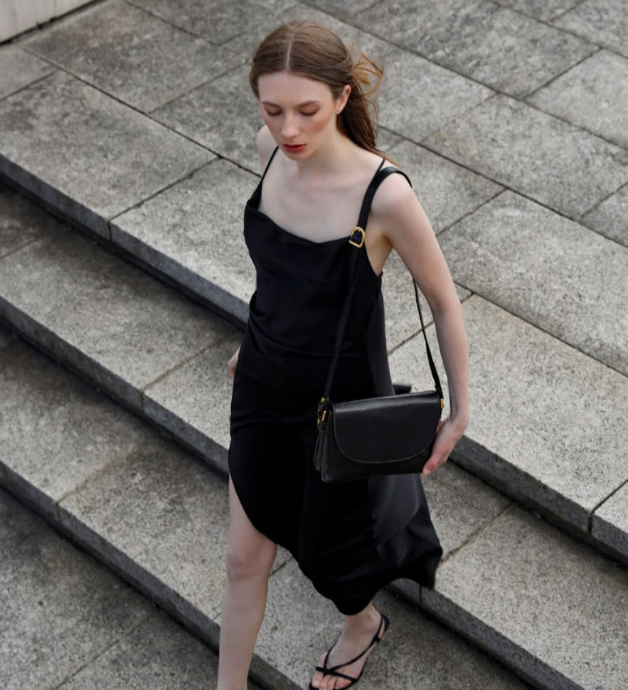 Шкіряна сумка через плече для жінок - Sophie's Choice - Чорний колір - Time Resistance 5244401